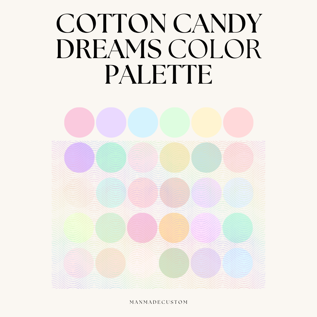Cotton Candy Dreams Procreate Color Palette | 30 Pastel Swatches | Soft Aesthetic Colors for Digital Art | Procreate Tools | Kawaii Pastels