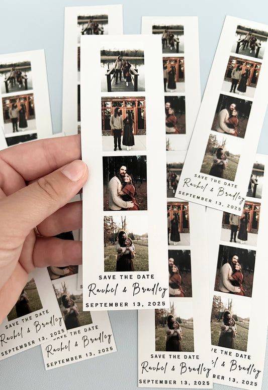Custom Save the Date Magnet Strips – Personalized Photo Wedding Favors